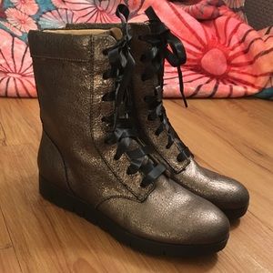 Metallic Brown Combat Boots
